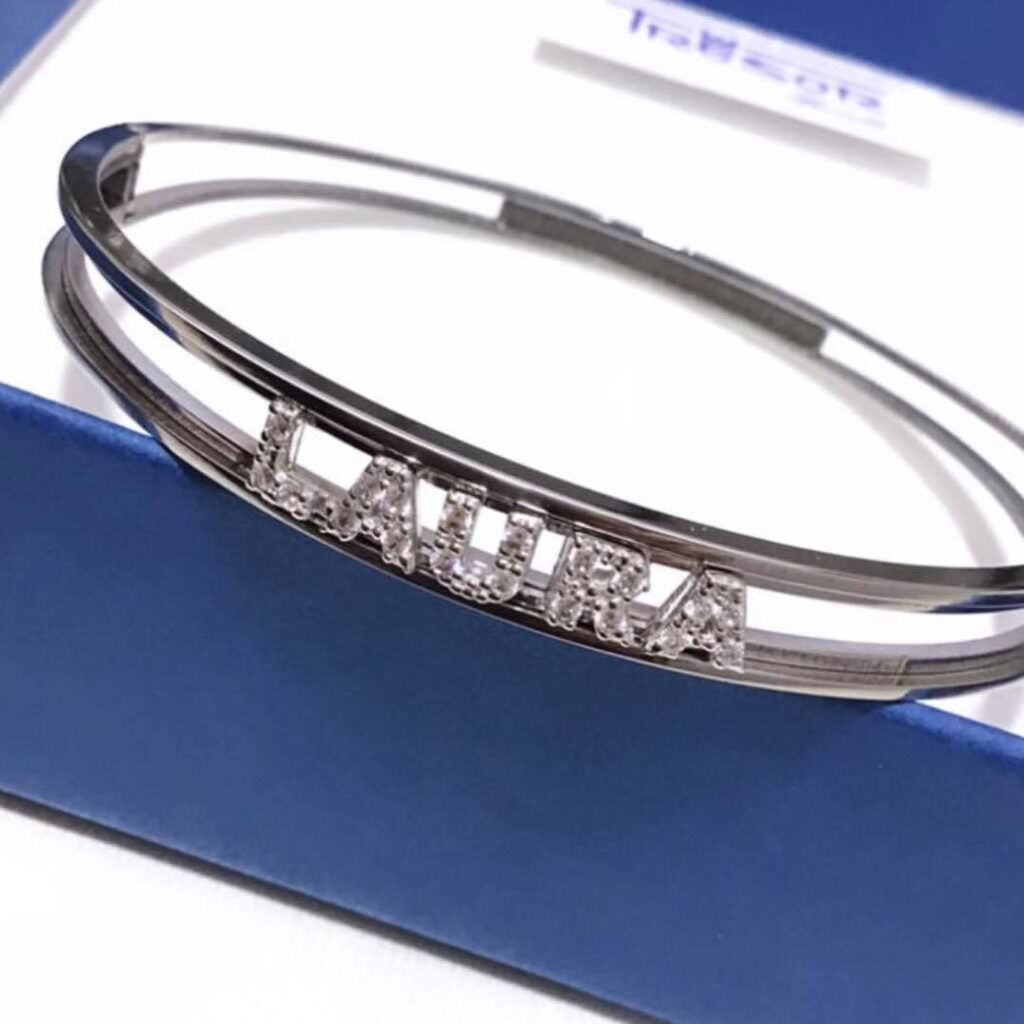 Bracciale Manetta Napoletana Personalizzabile Acciaio Slim