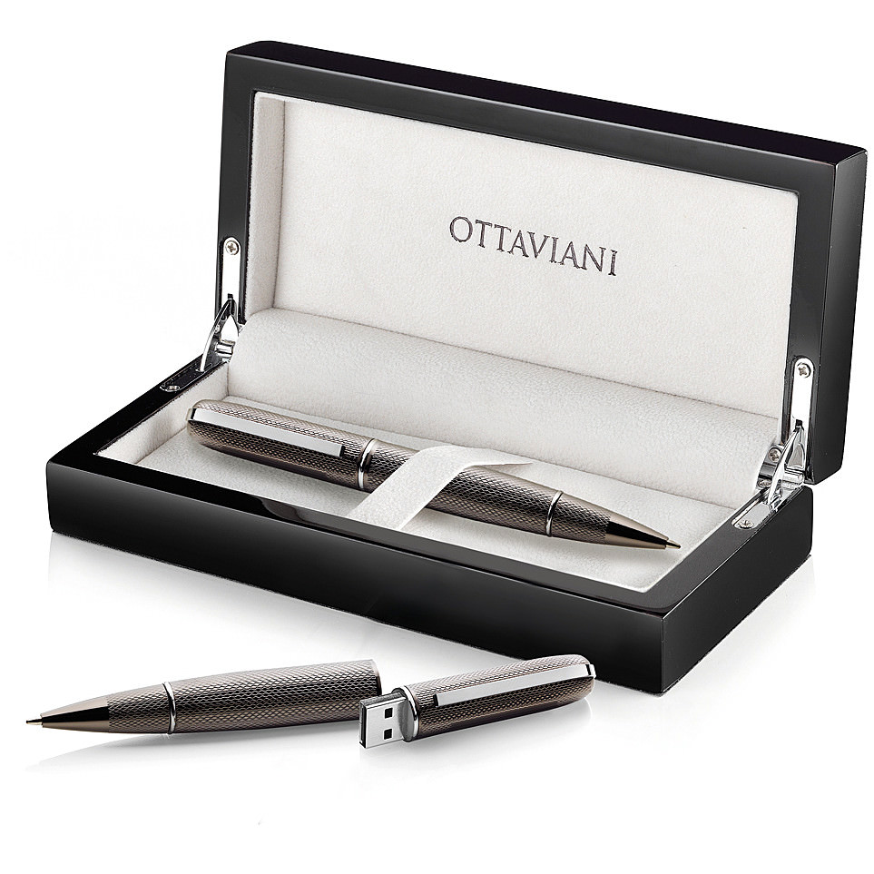 Penna biro uomo donna metallo nero lucido e satinato elegante OTTAVIANI 84231 